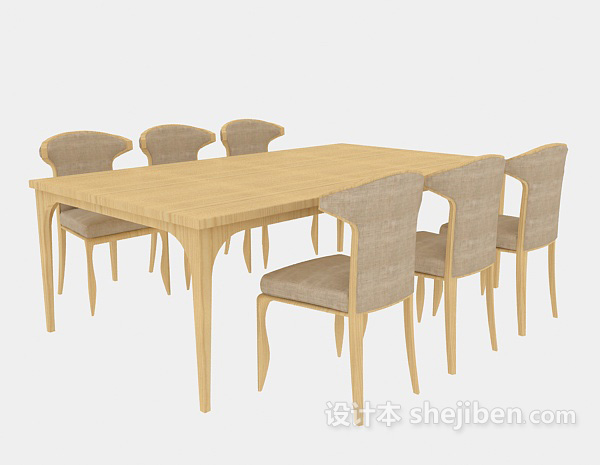 现代简约家居桌椅组合3d模型下载