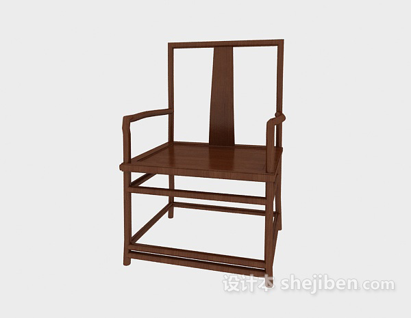 免费中式扶手休闲椅3d模型下载