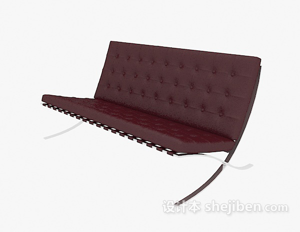 红色皮质休闲椅3d模型下载