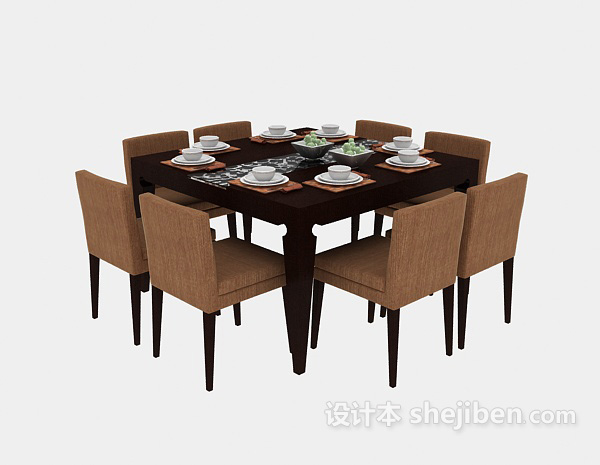 其它美式家居餐桌餐椅3d模型下载