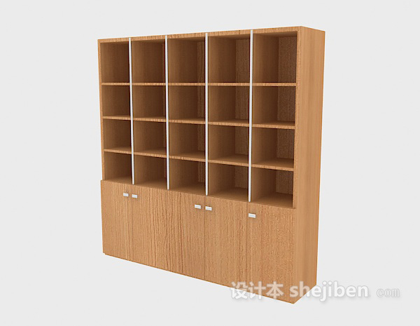 实木现代书柜3d模型下载