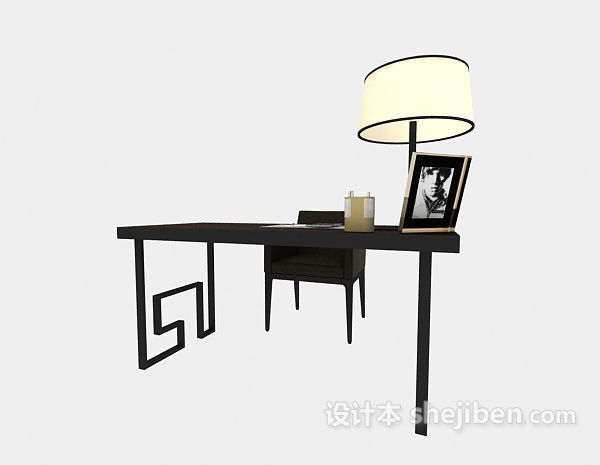 免费简欧风格书桌椅3d模型下载
