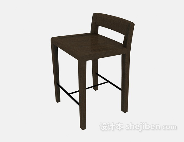 实木高脚椅3d模型下载