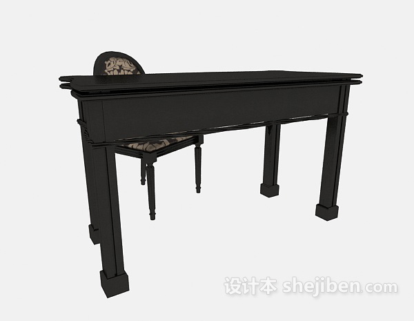 欧式书桌椅组合3d模型下载