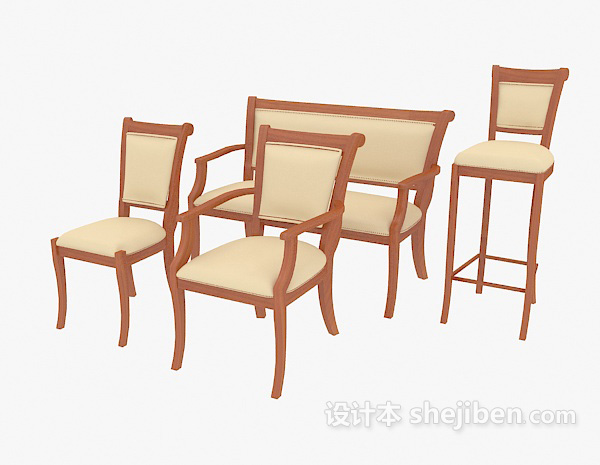 免费实木家居椅集合3d模型下载