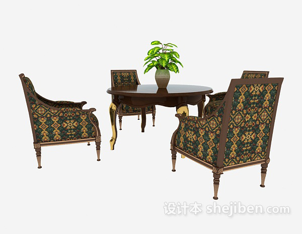 东南亚风格精致沙发桌椅3d模型下载