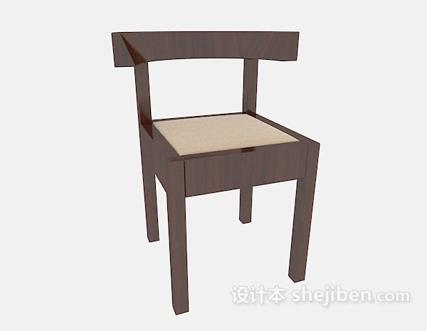 免费简易实木家居椅3d模型下载