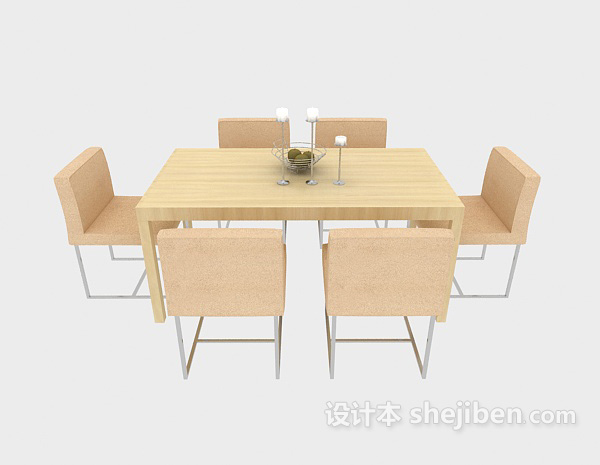 免费田园清新餐桌椅3d模型下载