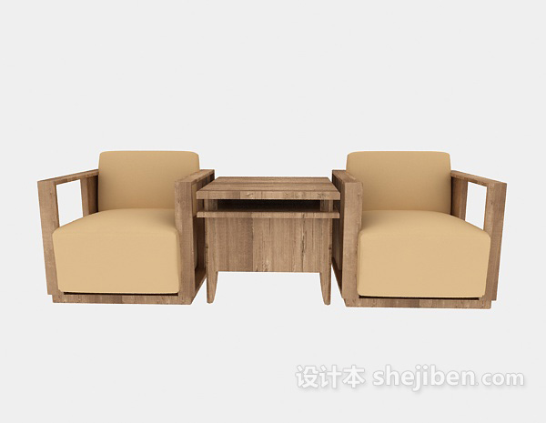 中式风格中式风格单人沙发3d模型下载