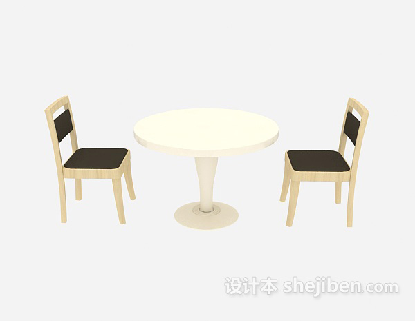 田园风格家居实木桌椅3d模型下载
