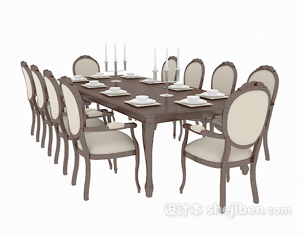 免费欧式风格餐桌餐椅3d模型下载