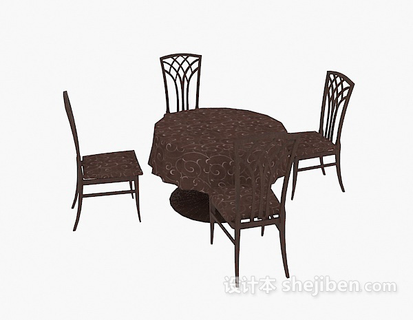 免费四人桌椅3d模型下载