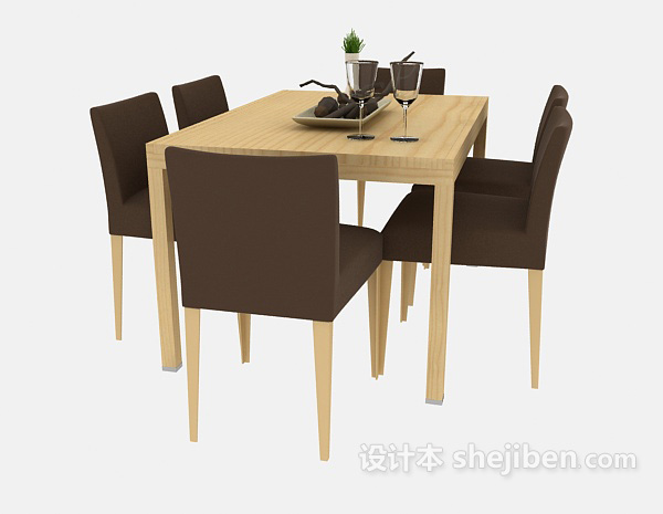 简约时尚餐桌椅3d模型下载