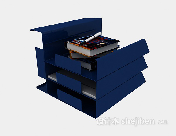 蓝色文件夹3d模型下载