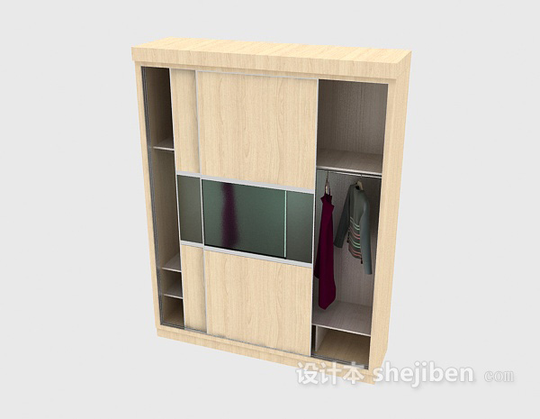 免费现代实木衣柜3d模型下载