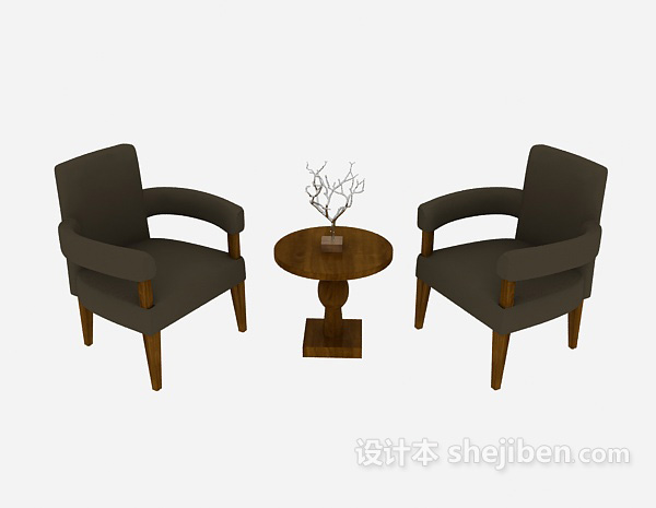 东南亚风格休闲沙发茶几桌椅3d模型下载