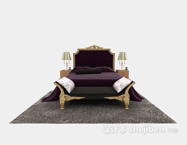地中海风格家居双人床、沙发组合3d模型下载