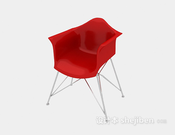 免费简约红色休闲椅子3d模型下载