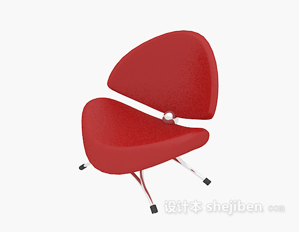 红色家居休闲椅子3d模型下载