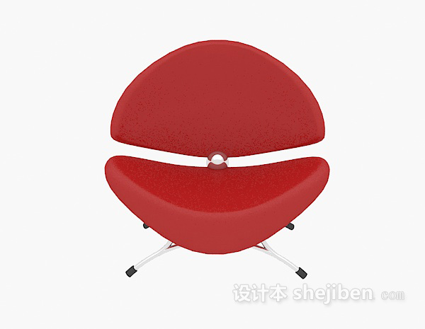 现代风格红色家居休闲椅子3d模型下载