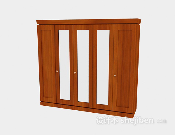 免费大型实木衣柜3d模型下载