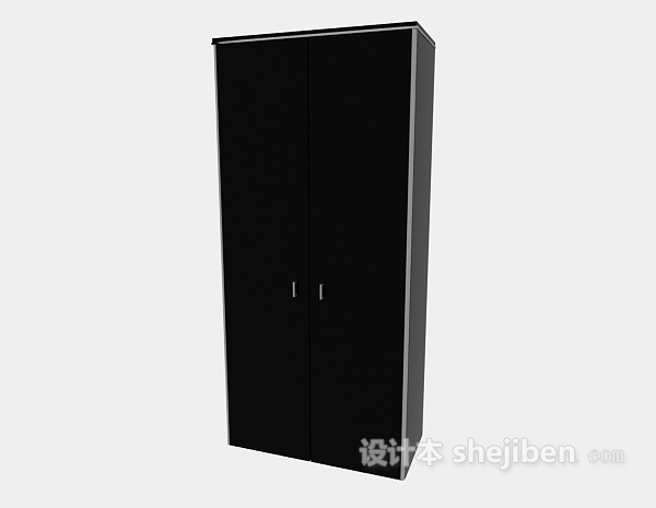 免费现代黑色两门衣柜3d模型下载