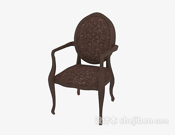 免费欧式木质扶手椅3d模型下载