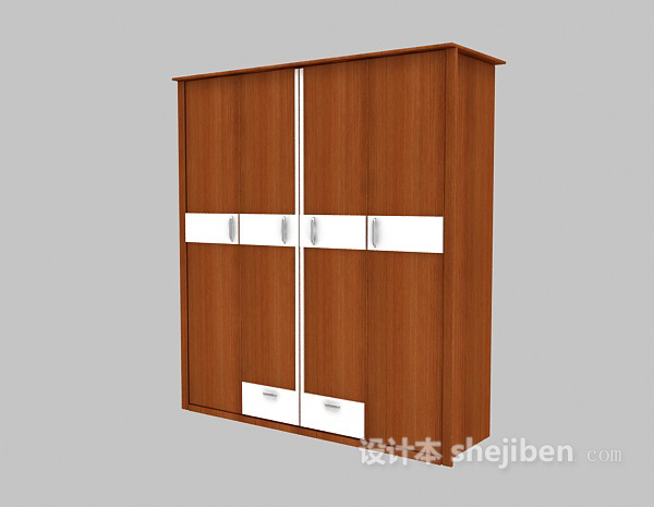 实木衣柜3d模型下载