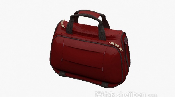 免费红色手提包3d模型下载