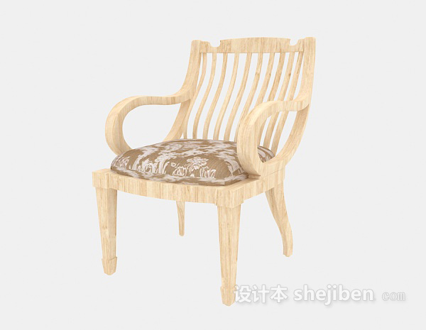 免费简约实木欧式休闲椅3d模型下载