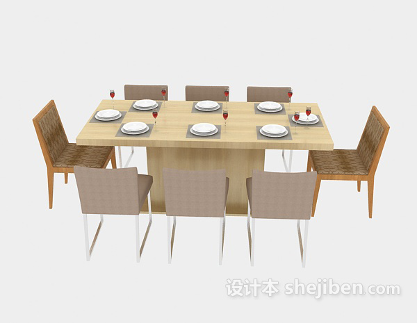 免费现代简洁家居餐桌3d模型下载