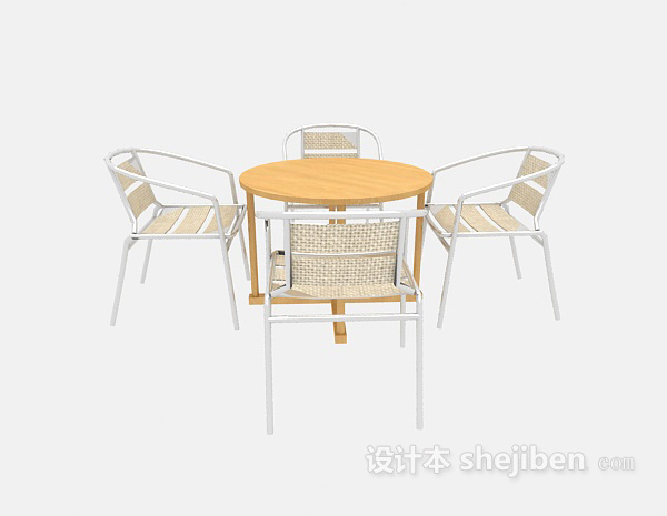 现代风格现代实木桌椅组合3d模型下载