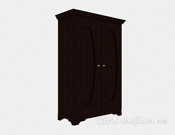 古典中式两门衣柜3d模型下载