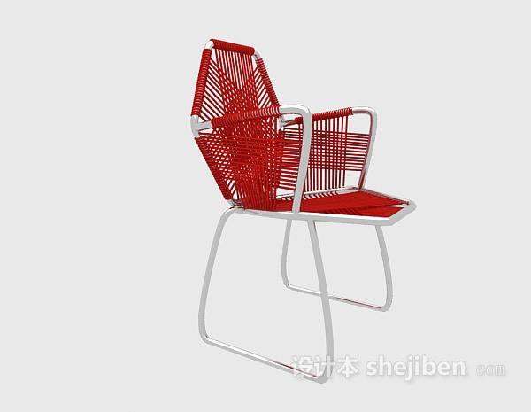 红色编织休闲椅3d模型下载