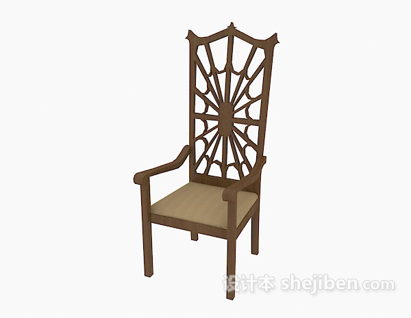 免费欧式木质高背椅3d模型下载