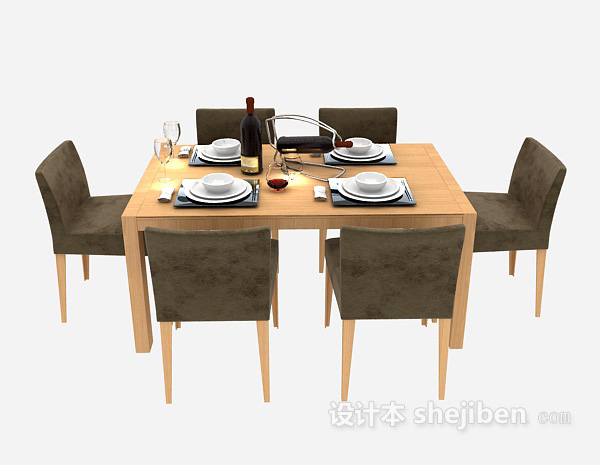 地中海风格简约家具餐桌3d模型下载