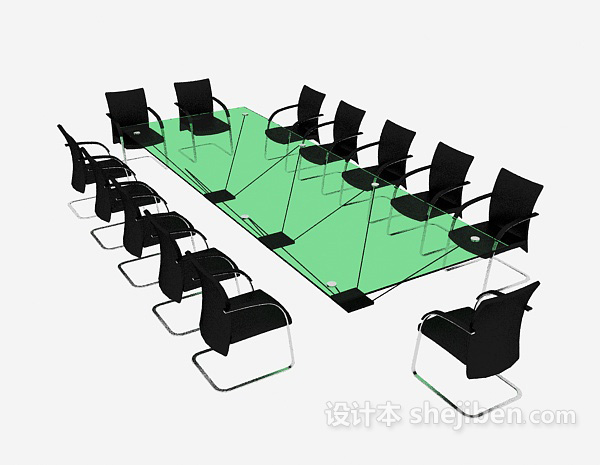 公司大型会议桌椅3d模型下载