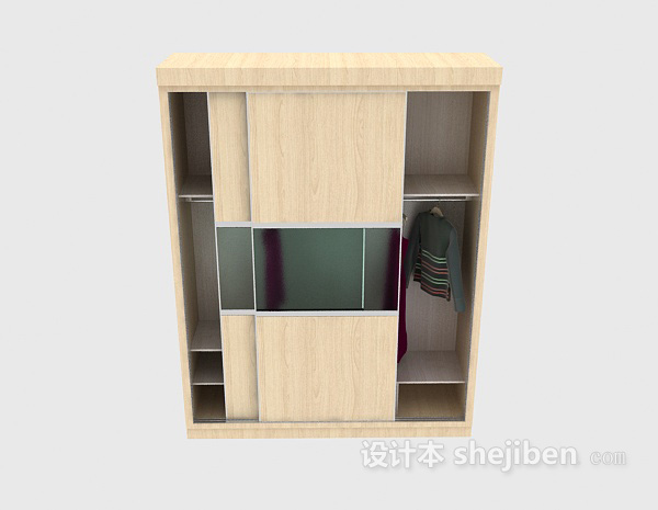 现代风格现代实木衣柜3d模型下载