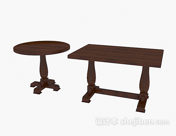 免费两种美式餐桌3d模型下载