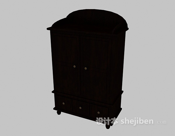 中式黑色衣柜3d模型下载
