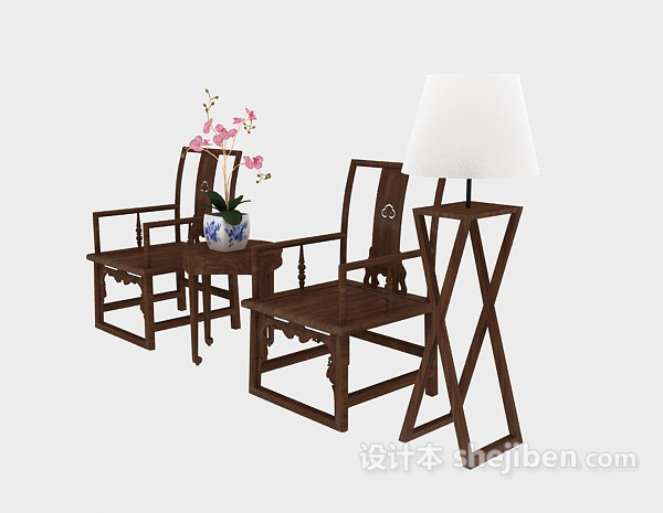 中式家居休闲椅3d模型下载