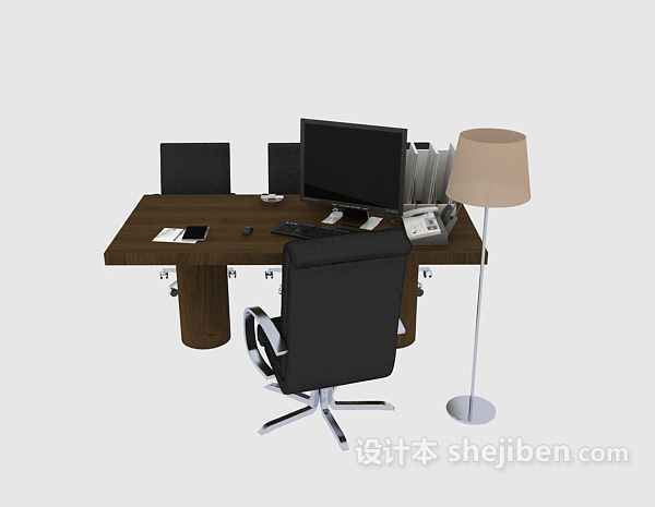 现代风格现代办公桌椅组合3d模型下载