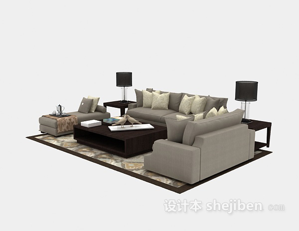 中式家庭沙发3d模型下载