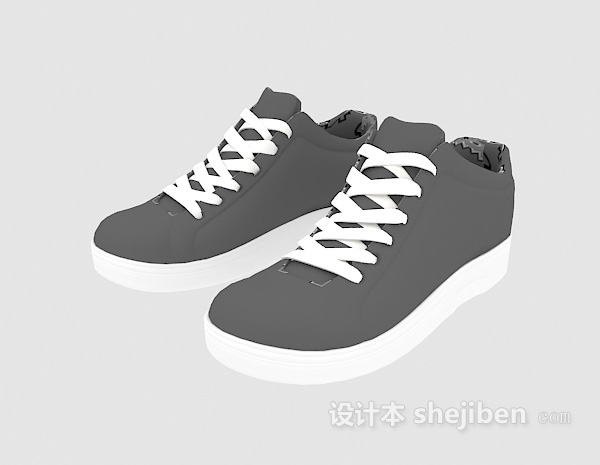 男士系带运动鞋3d模型下载