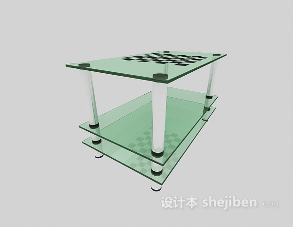 绿色玻璃茶几3d模型下载
