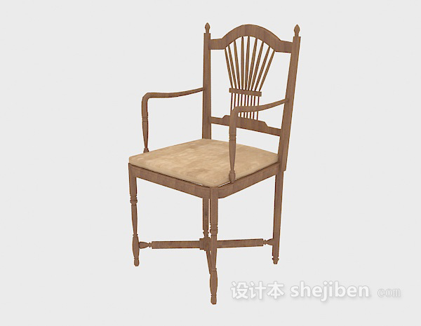 精致实木扶手椅3d模型下载