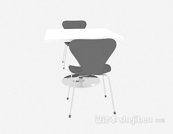 简约现代桌椅组合3d模型下载