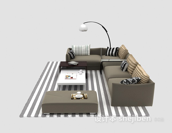 田园风格田园风格组合沙发3d模型下载
