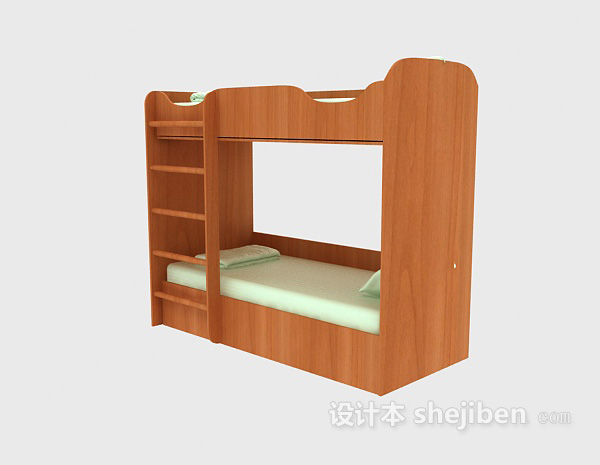 实木儿童床3d模型下载