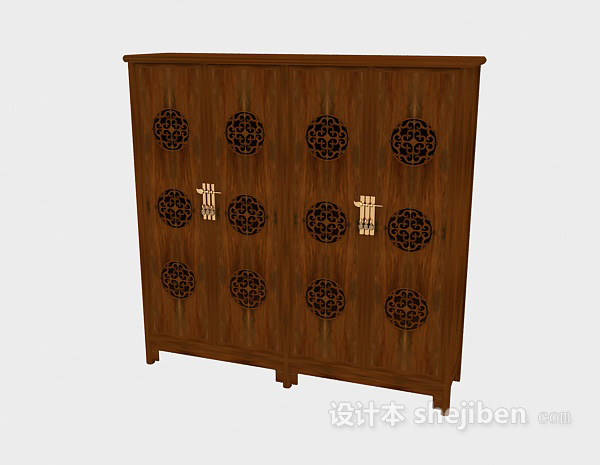 中式风格中式风格木质衣柜3d模型下载